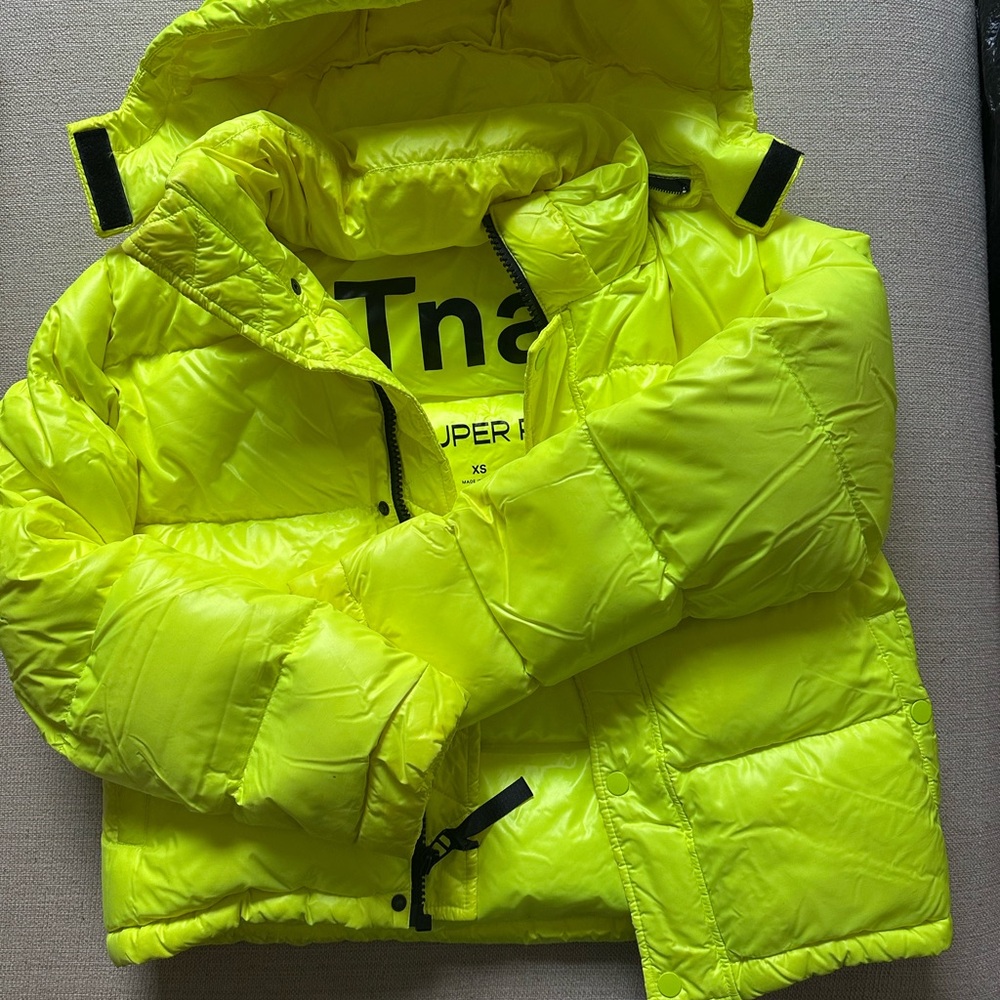 Aritzia Neon Yellow Puffer Jacket